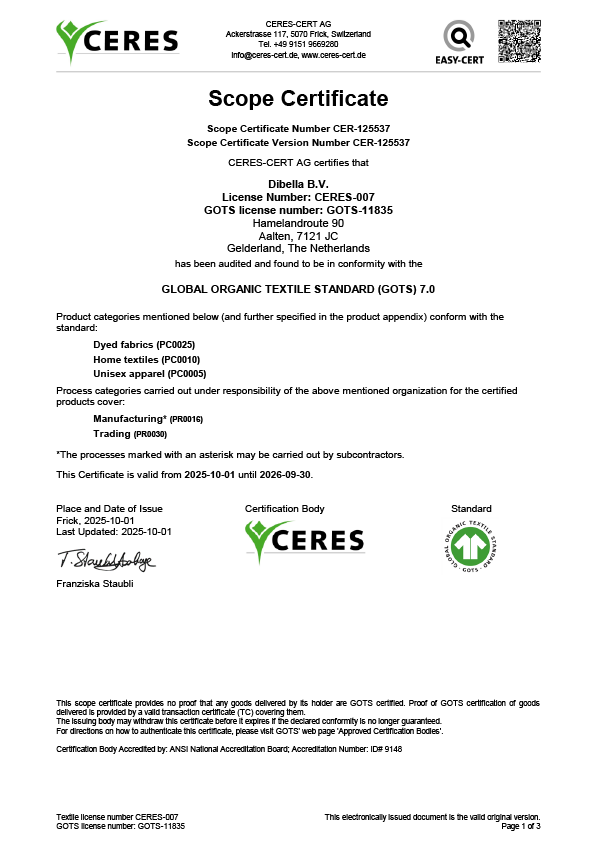 Dibella b.v._GOTS_Certificate,valid until 30.09