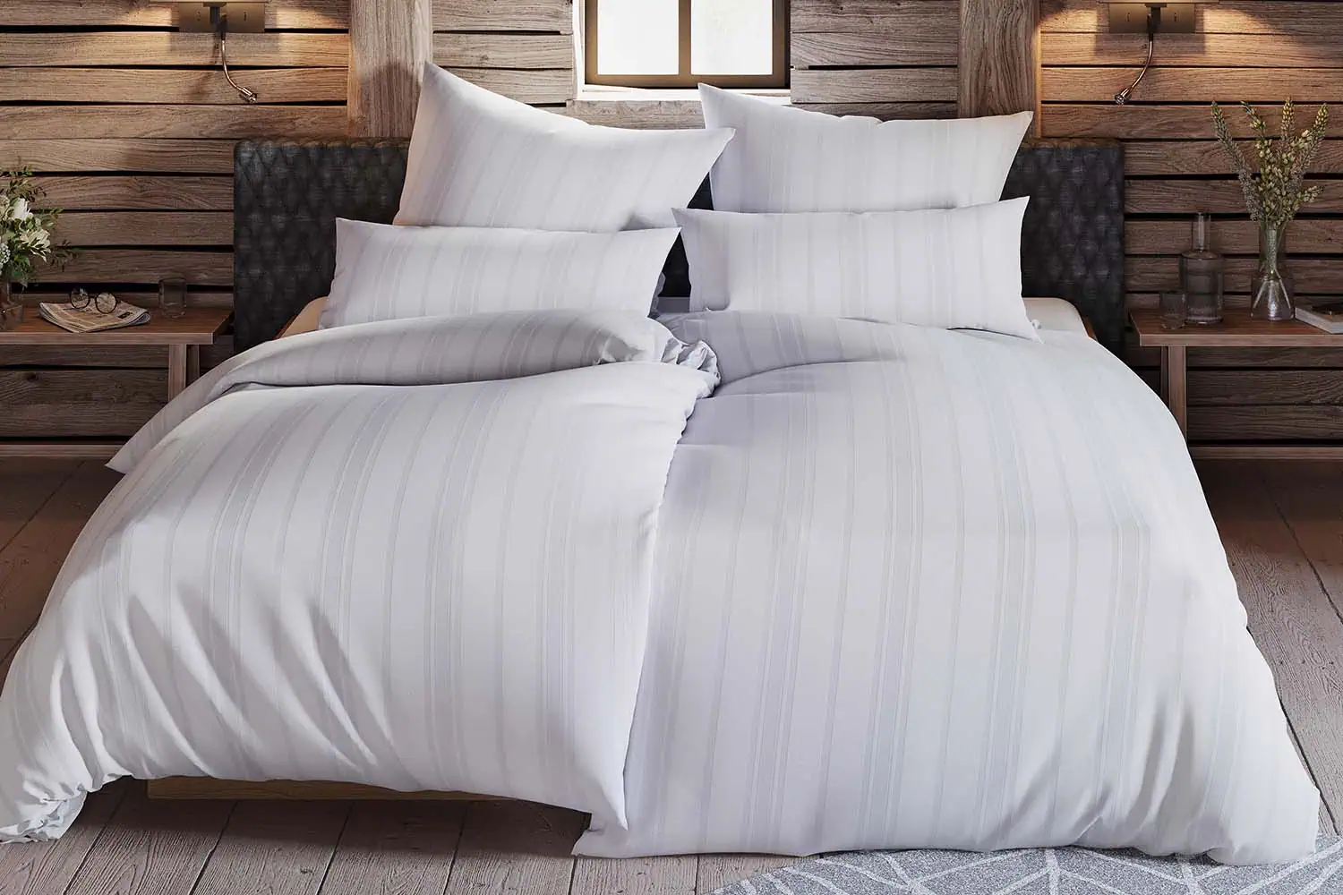 imagebild-bettwaesche-hotellerie-wechselstreifen-bergchalet-zierkissen